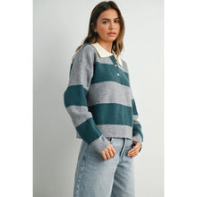 Load image into Gallery viewer, Buttoned Striped Collared Sweater
