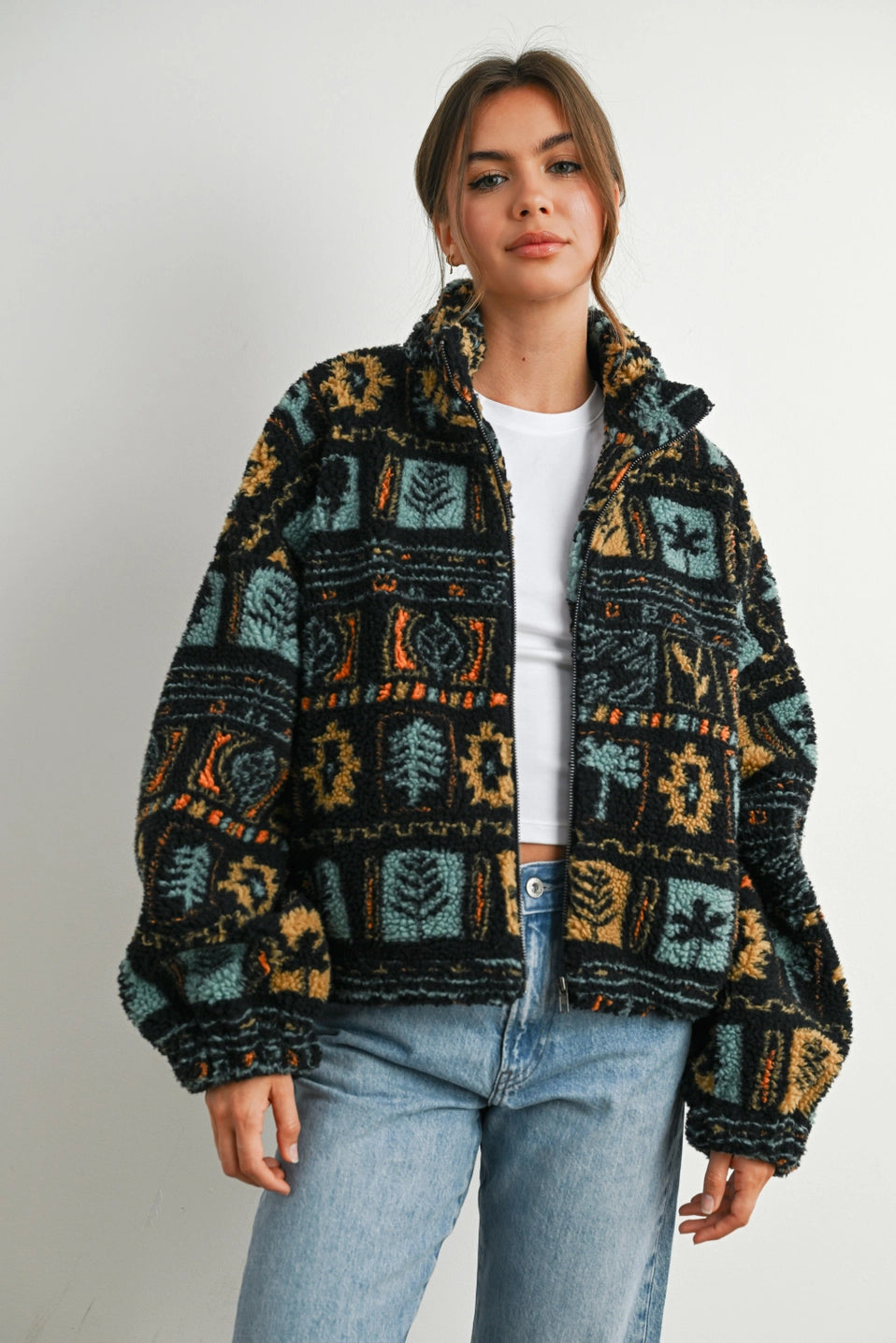 Zip-Up Polar Fleece Mock Neck  Jacket
