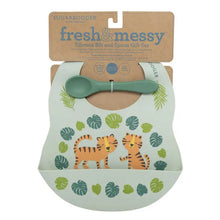 Load image into Gallery viewer, Tiger Silicone Bib &amp; Spoon Set
