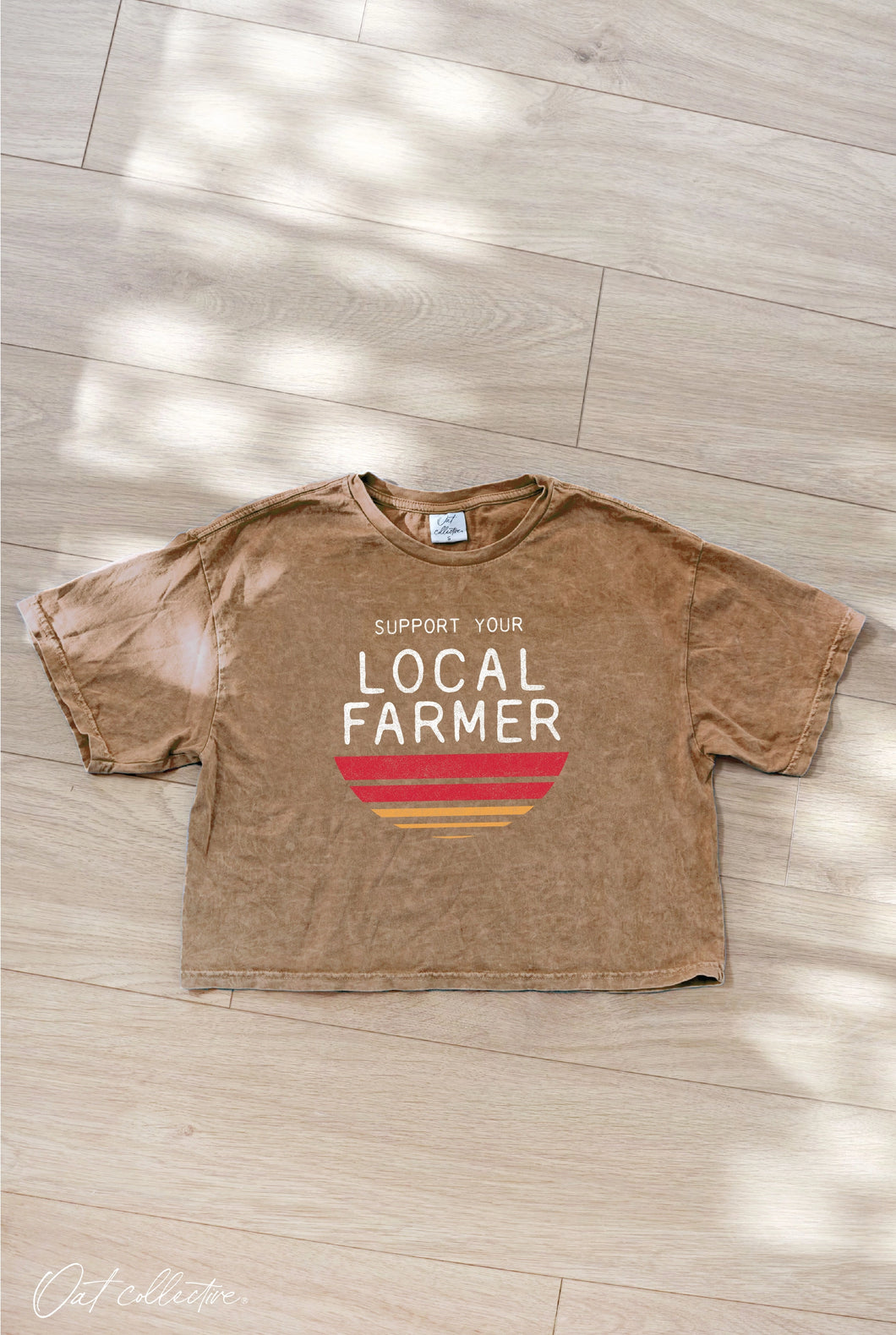Support Your Local Farmer Cropped Mineral Graphic Top