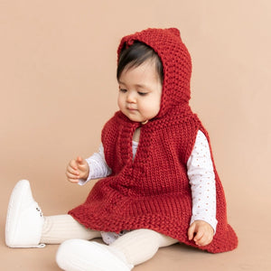 Kids Red Knit Poncho