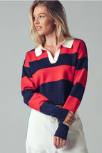 Load image into Gallery viewer, Red Navy Striped Cropped Top

