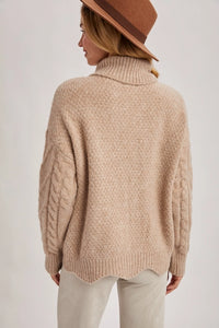 Scallop Hem Turtle Neck Sweater