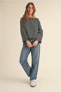 Striped Pattern Long Sleeve Top