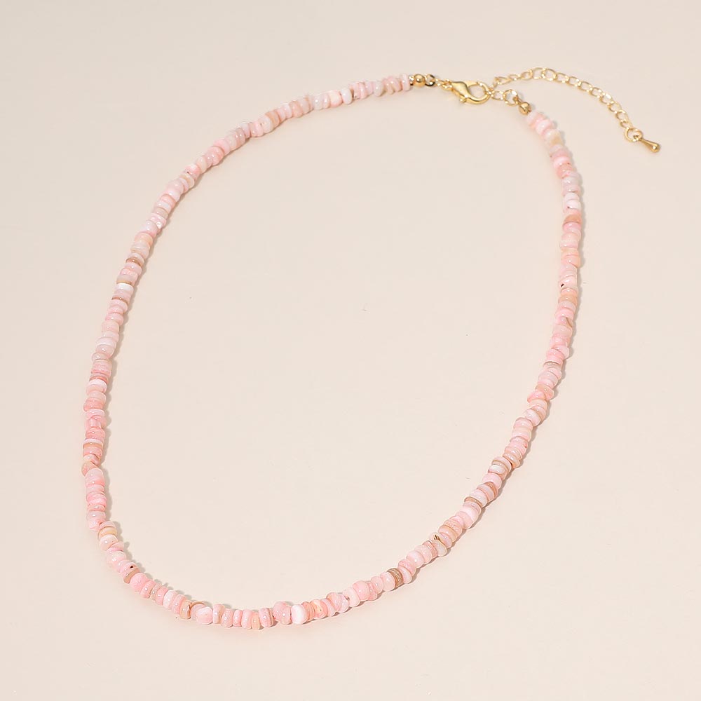 Beaded Necklace - Gold Pink