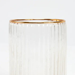 Small Gold Ribbed Drinking Glass