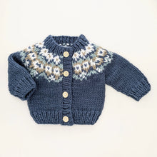 Load image into Gallery viewer, Kids Fairisle Cardigan Slate
