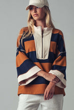 Load image into Gallery viewer, Oversized Striped Half Zip Sweatshirt
