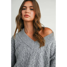 Load image into Gallery viewer, V-Neck Cable Knit Sweater

