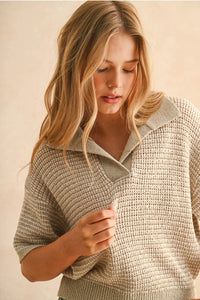 Multi Color Collared Knitted Top