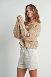 Solid Cable Knit Sweater