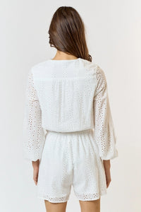 Eyelet Button Up Romper