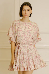Pink Floral Bouquets Mini Dress
